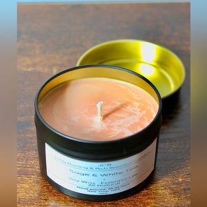 Sage & White Tea Scented Natural Soy Wax Candle Essential Oils Hand Poured 4 oz